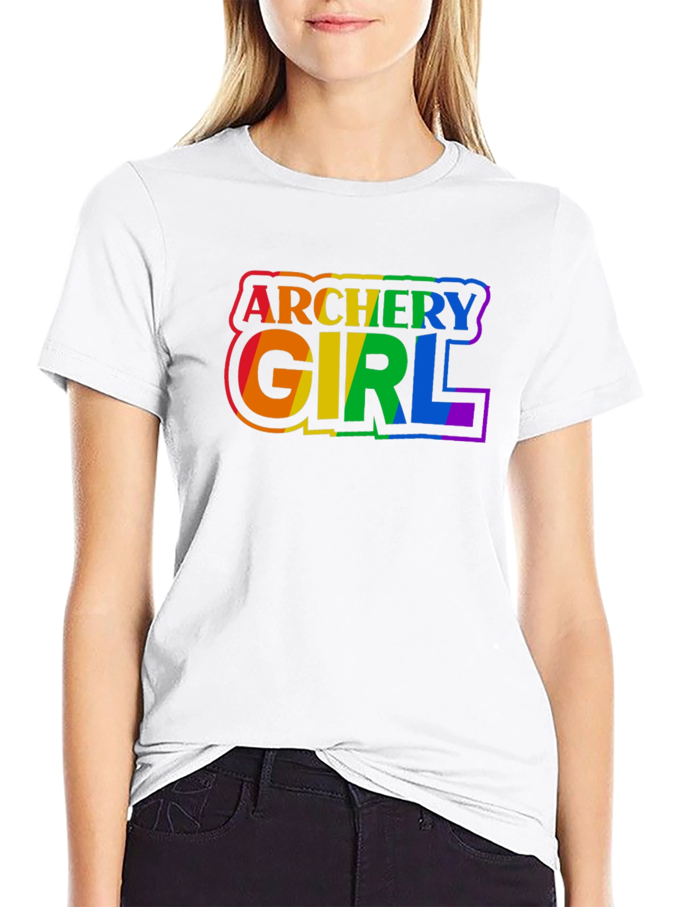 Archery Girl Pride T-Shirt - Rainbow Graphic Tee