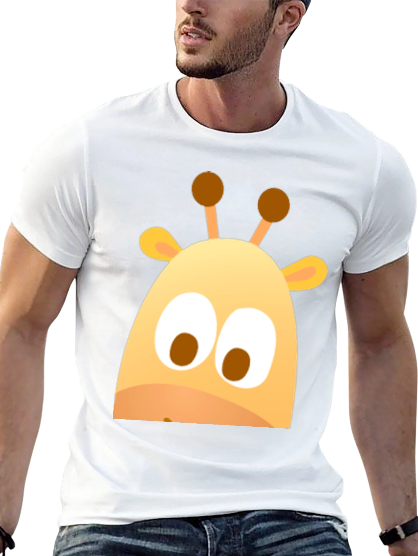 Cute Giraffe Graphic Black T-Shirt