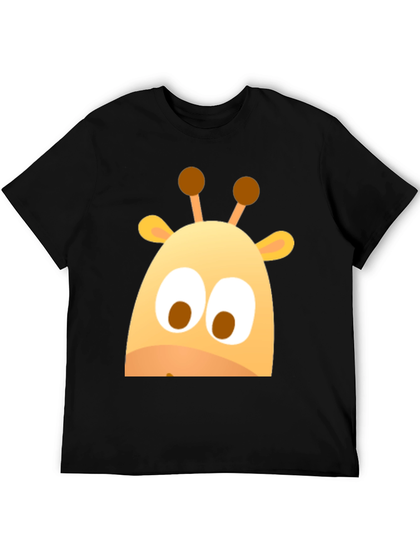 Cute Giraffe Graphic Black T-Shirt