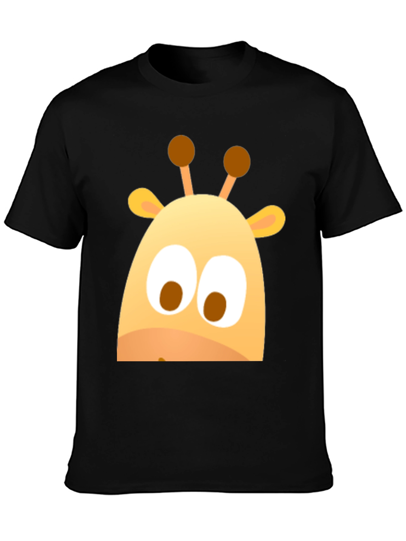 Cute Giraffe Graphic Black T-Shirt