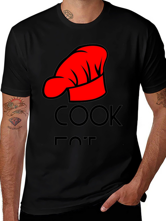 Cook Hat Graphic Tee - Black Cotton Comfort