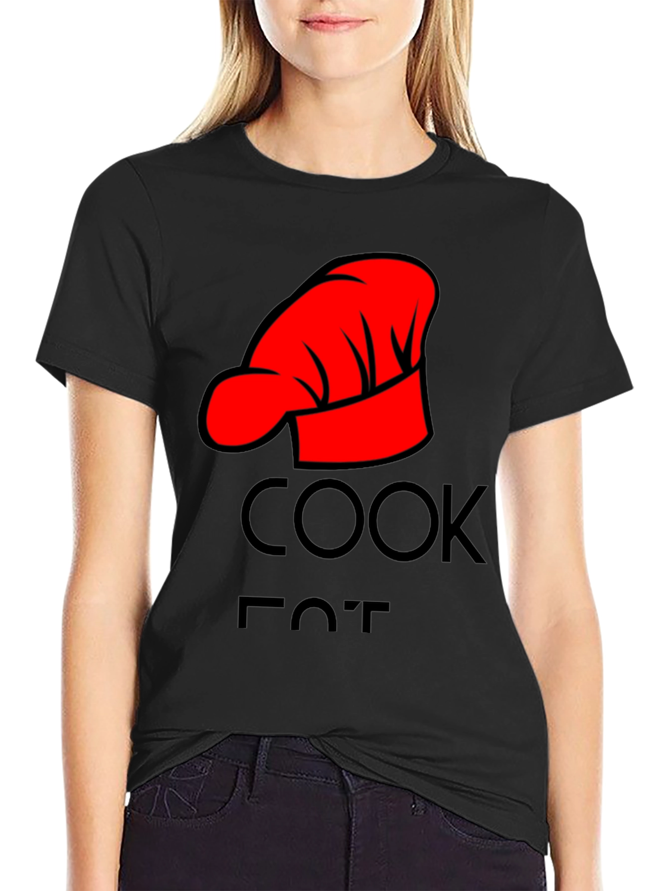 Cook Hat Graphic Tee - Black Cotton Comfort