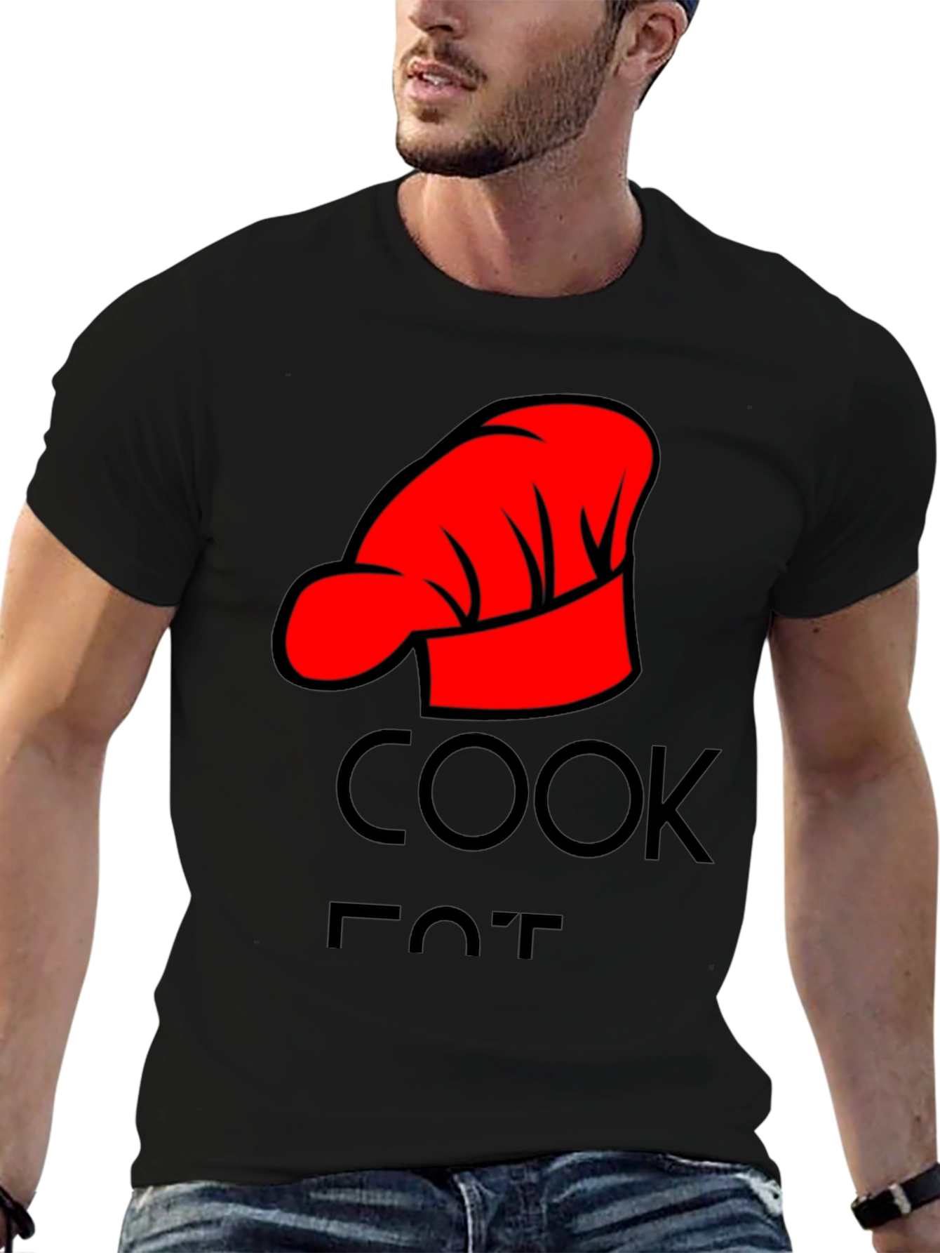 Cook Hat Graphic Tee - Black Cotton Comfort