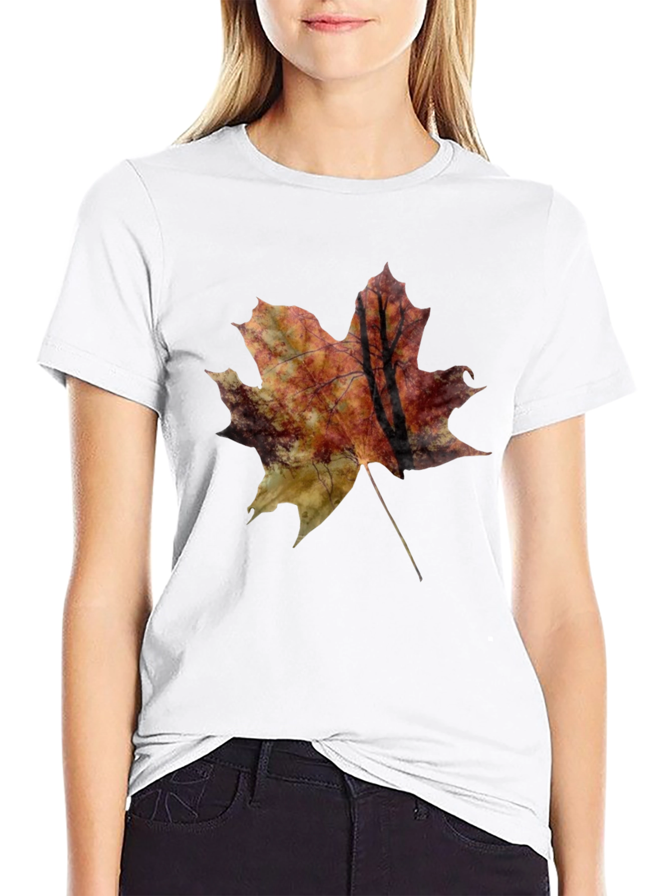 Autumn Leaf Graphic Tee - Unisex Black T-Shirt