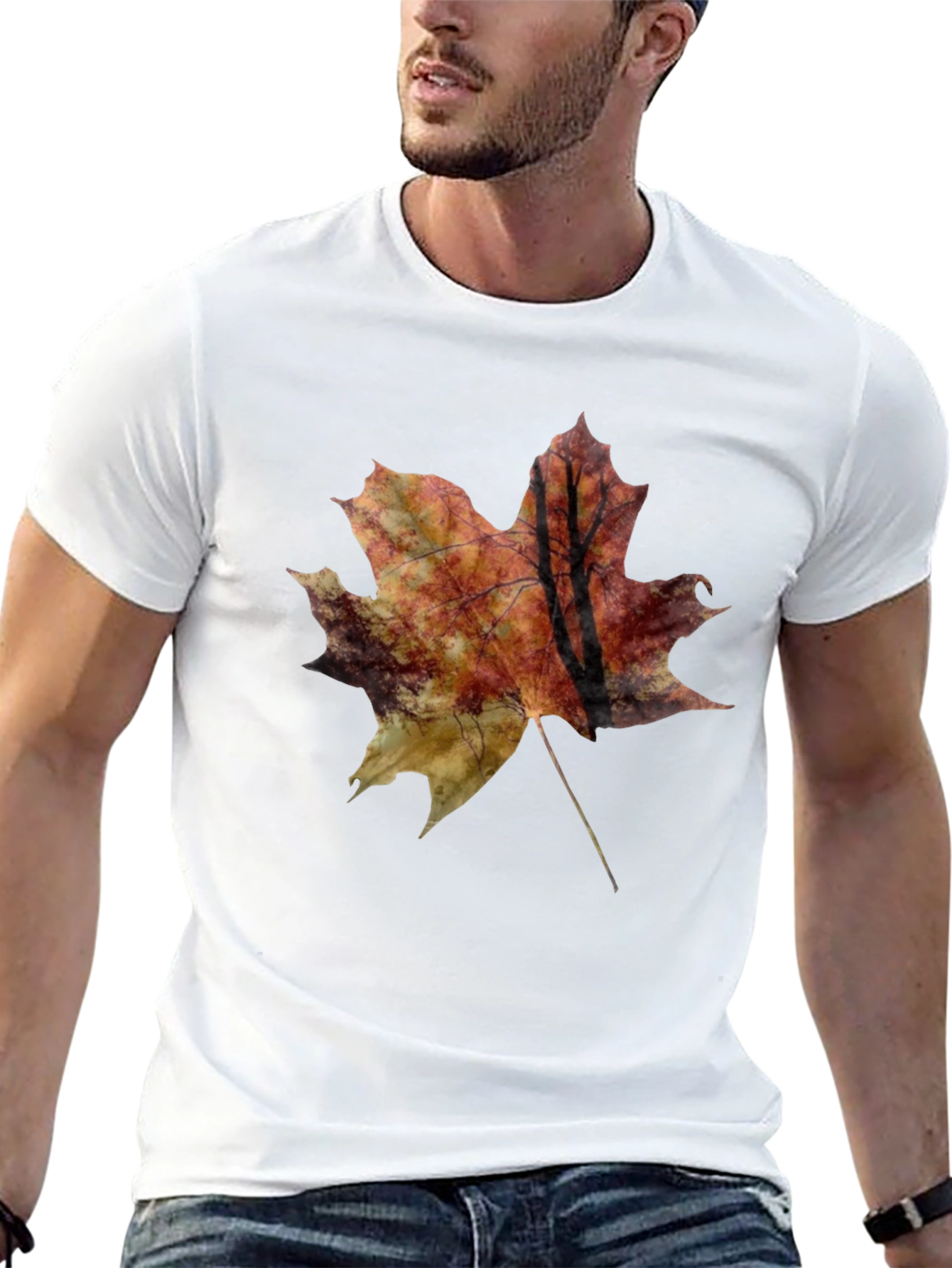 Autumn Leaf Graphic Tee - Unisex Black T-Shirt