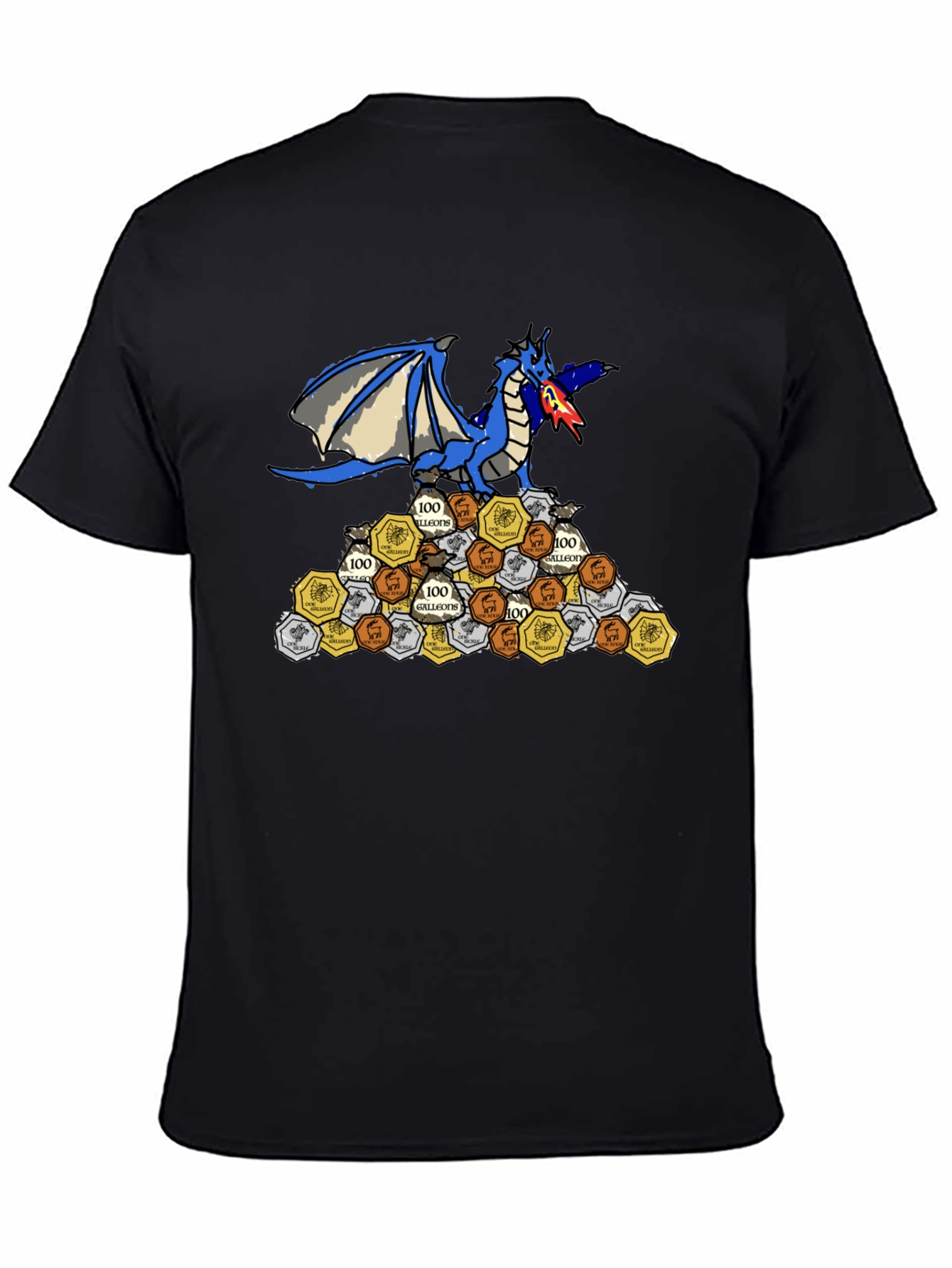 Dragon Hoard T-Shirt - Fire-Breathing Blue Dragon