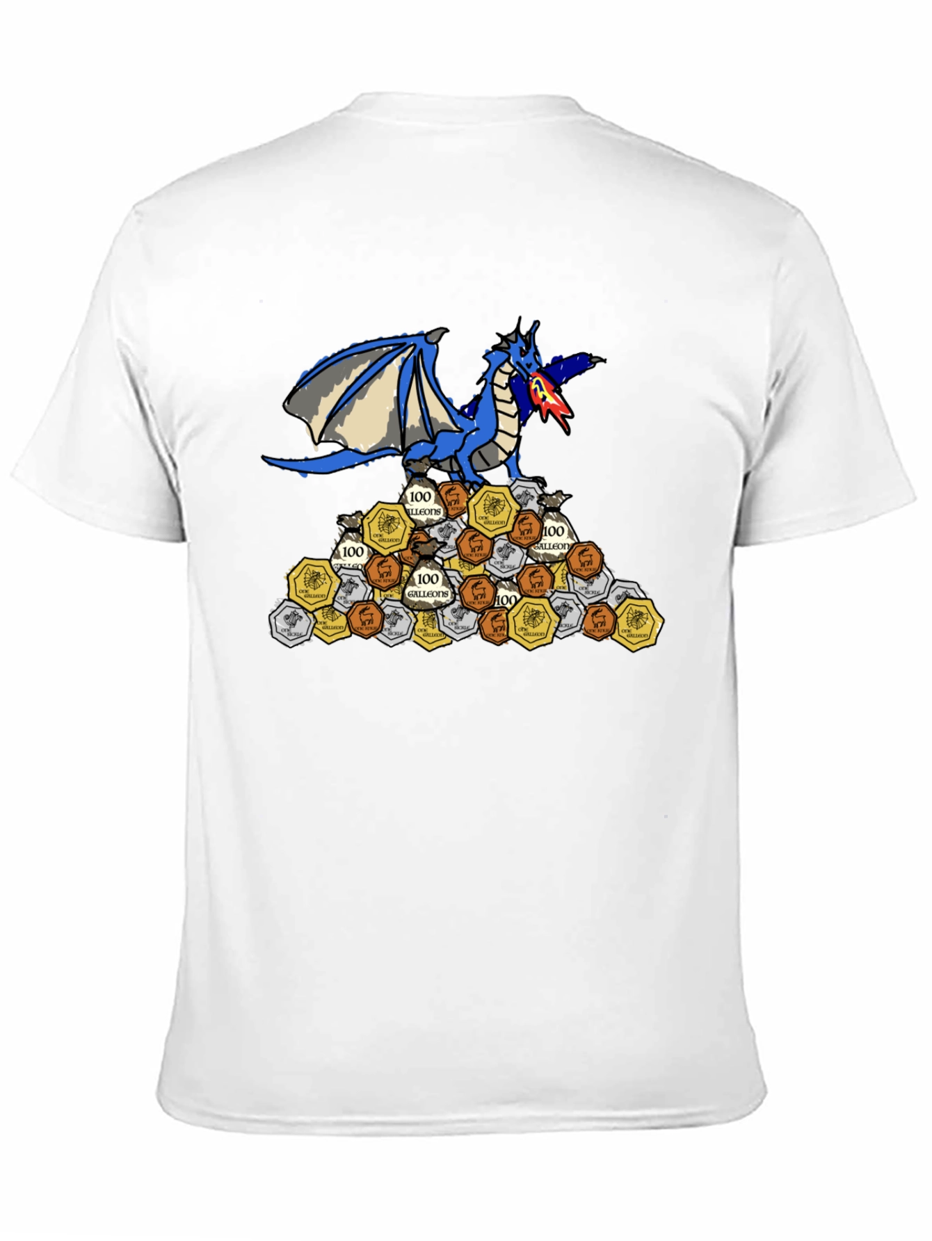 Dragon Hoard T-Shirt - Fire-Breathing Blue Dragon