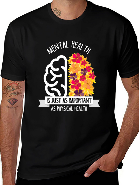 Mental Health Awareness T-Shirt - Floral Brain Design