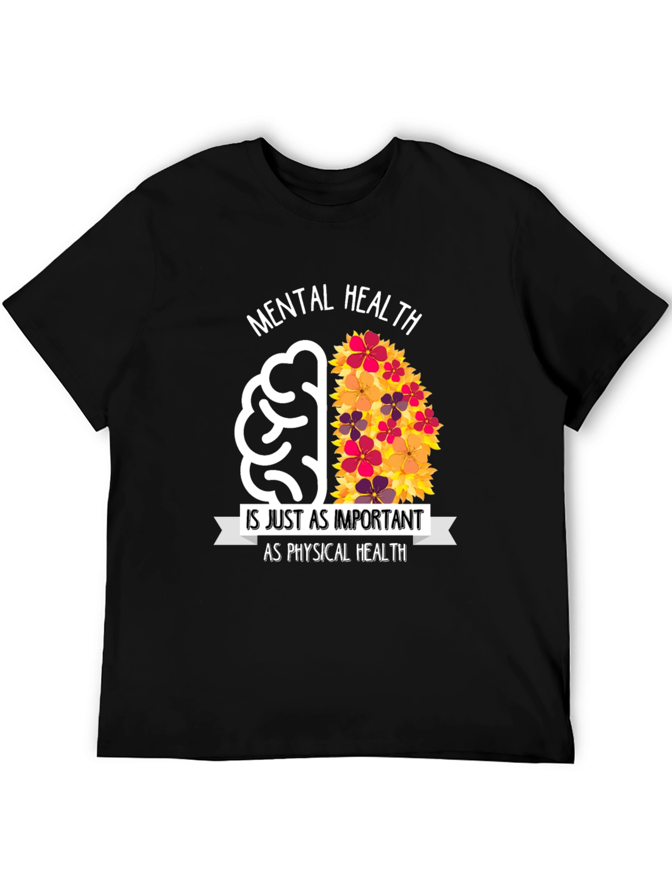 Mental Health Awareness T-Shirt - Floral Brain Design