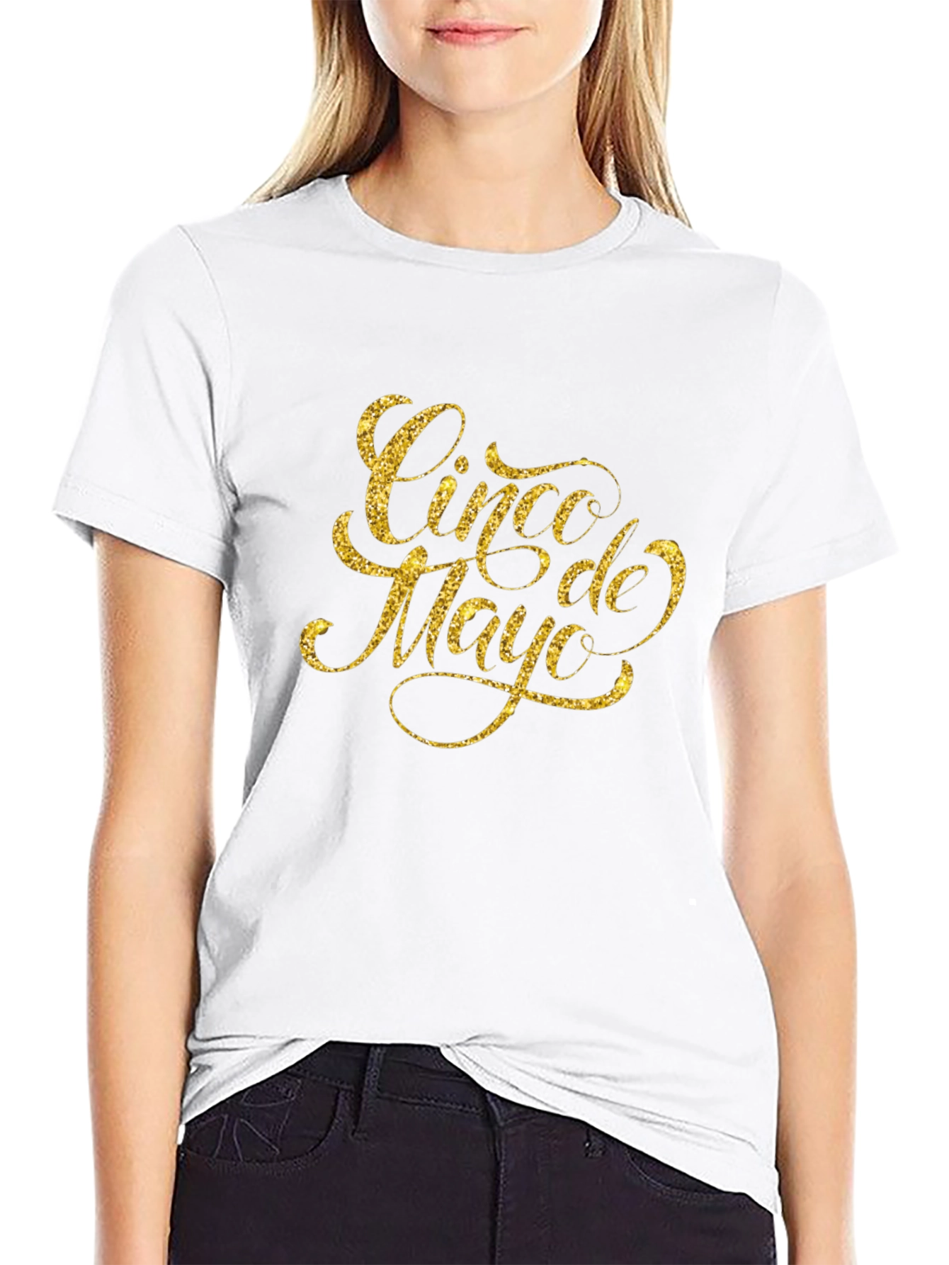 Cinco de Mayo Gold Glitter Graphic Tee