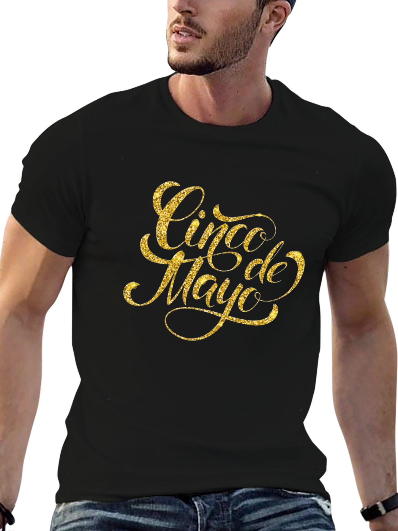 Cinco de Mayo Gold Glitter Graphic Tee