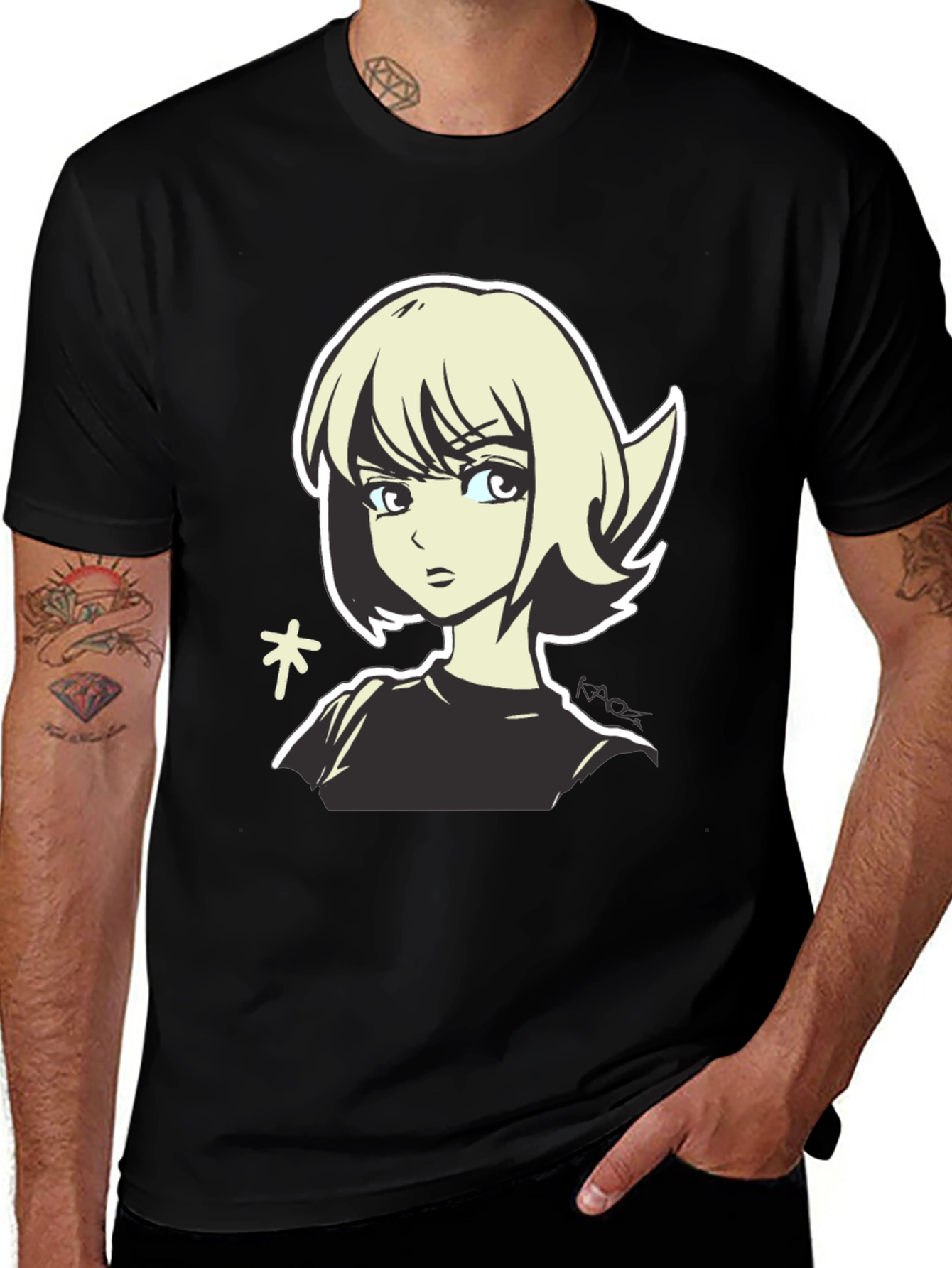 Anime Girl Graphic Tee - Casual Black T-Shirt