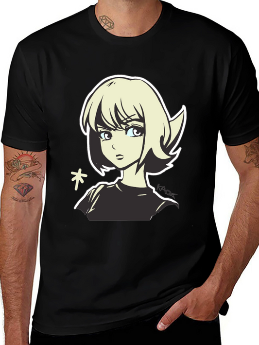 Anime Girl Graphic Tee - Casual Black T-Shirt