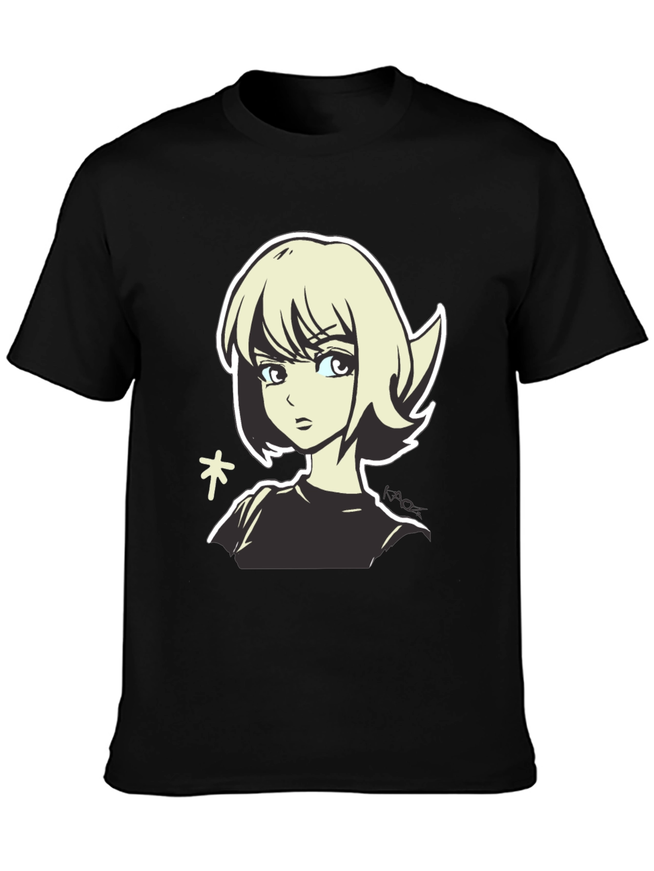Anime Girl Graphic Tee - Casual Black T-Shirt