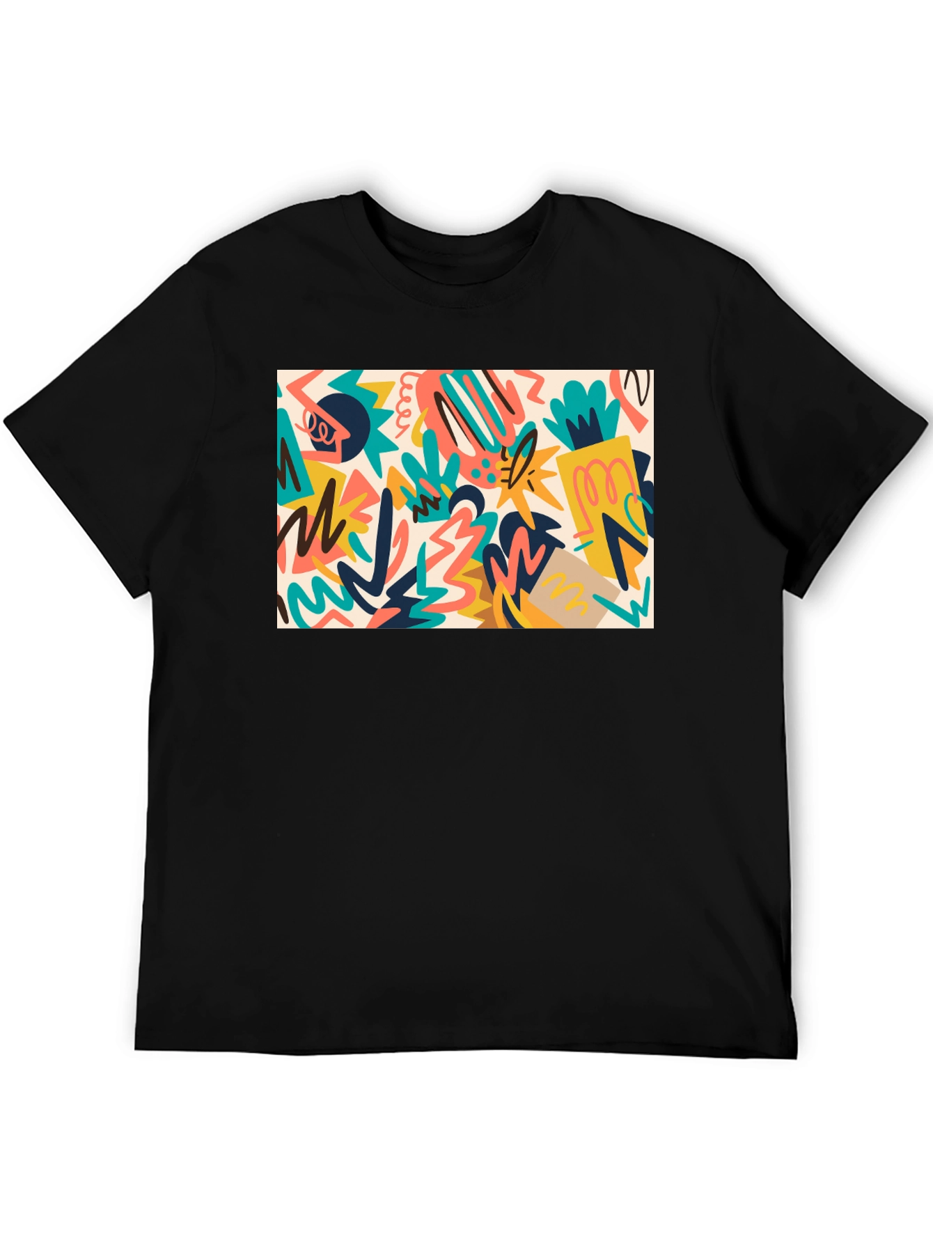 Abstract Graphic Print Black T-Shirt