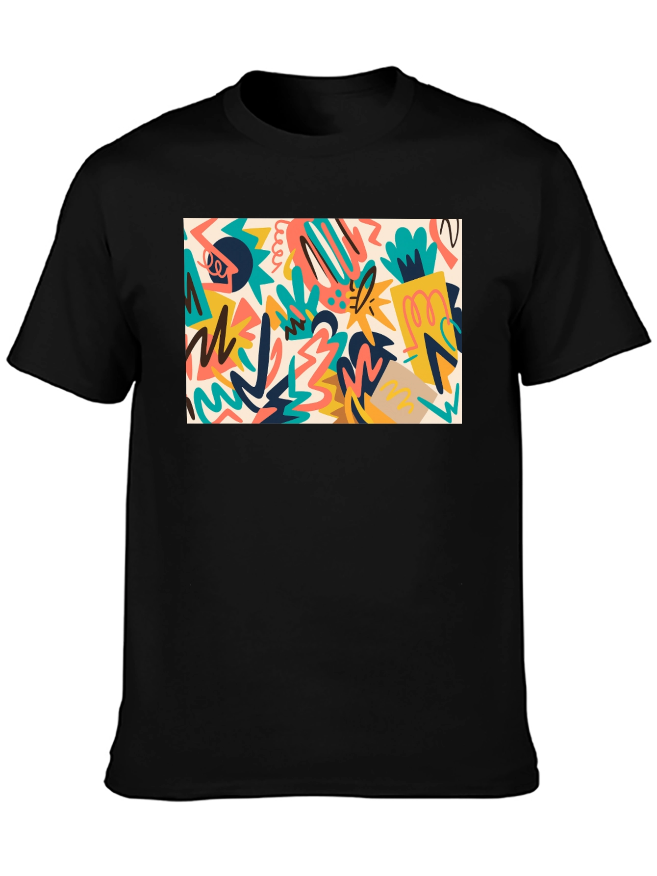 Abstract Graphic Print Black T-Shirt