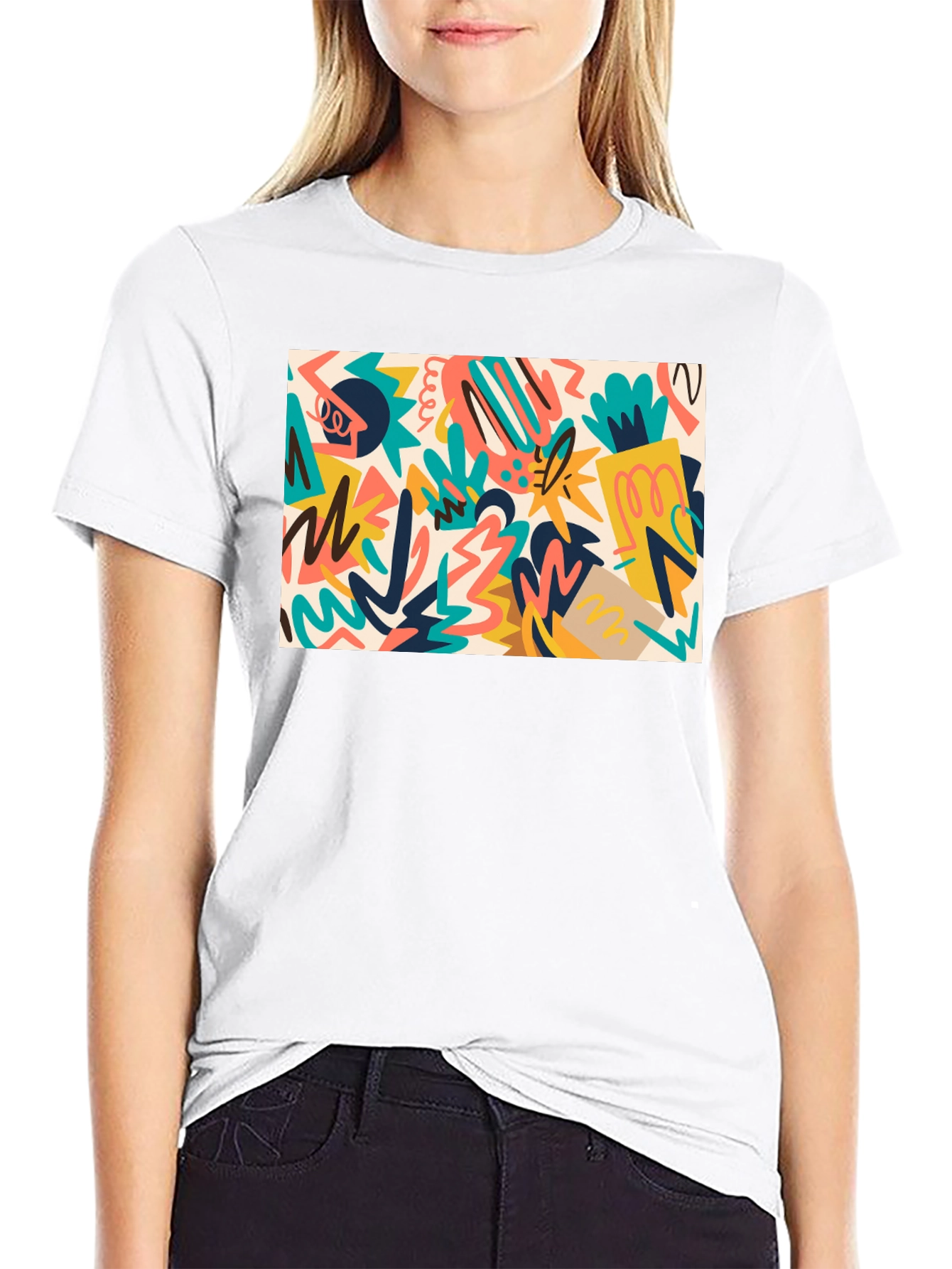 Abstract Graphic Print Black T-Shirt