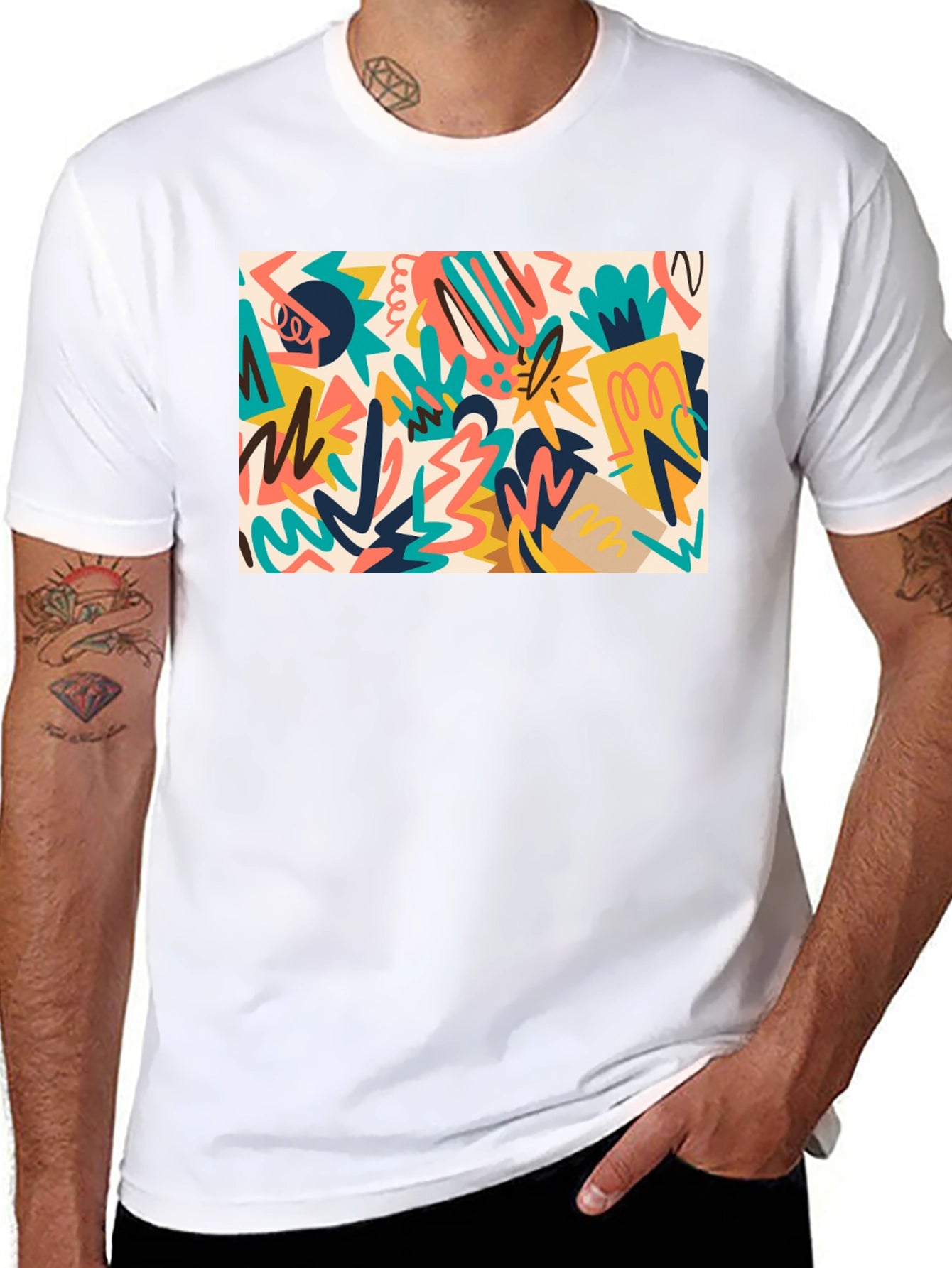 Abstract Graphic Print Black T-Shirt