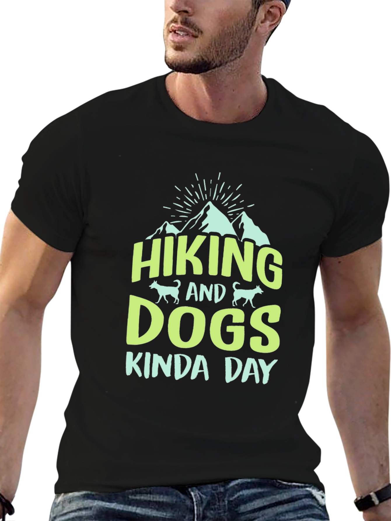 Hiking & Dogs T-Shirt: Kinda Day Black Tee
