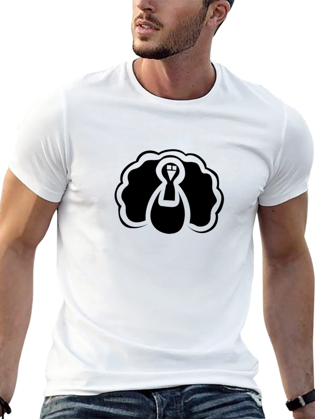 Mens Black Turkey Graphic Tee - Holiday Style