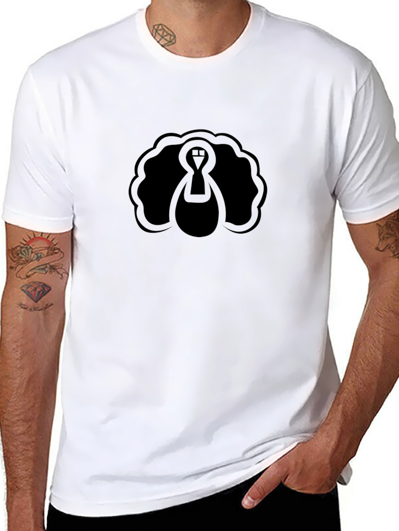 Mens Black Turkey Graphic Tee - Holiday Style