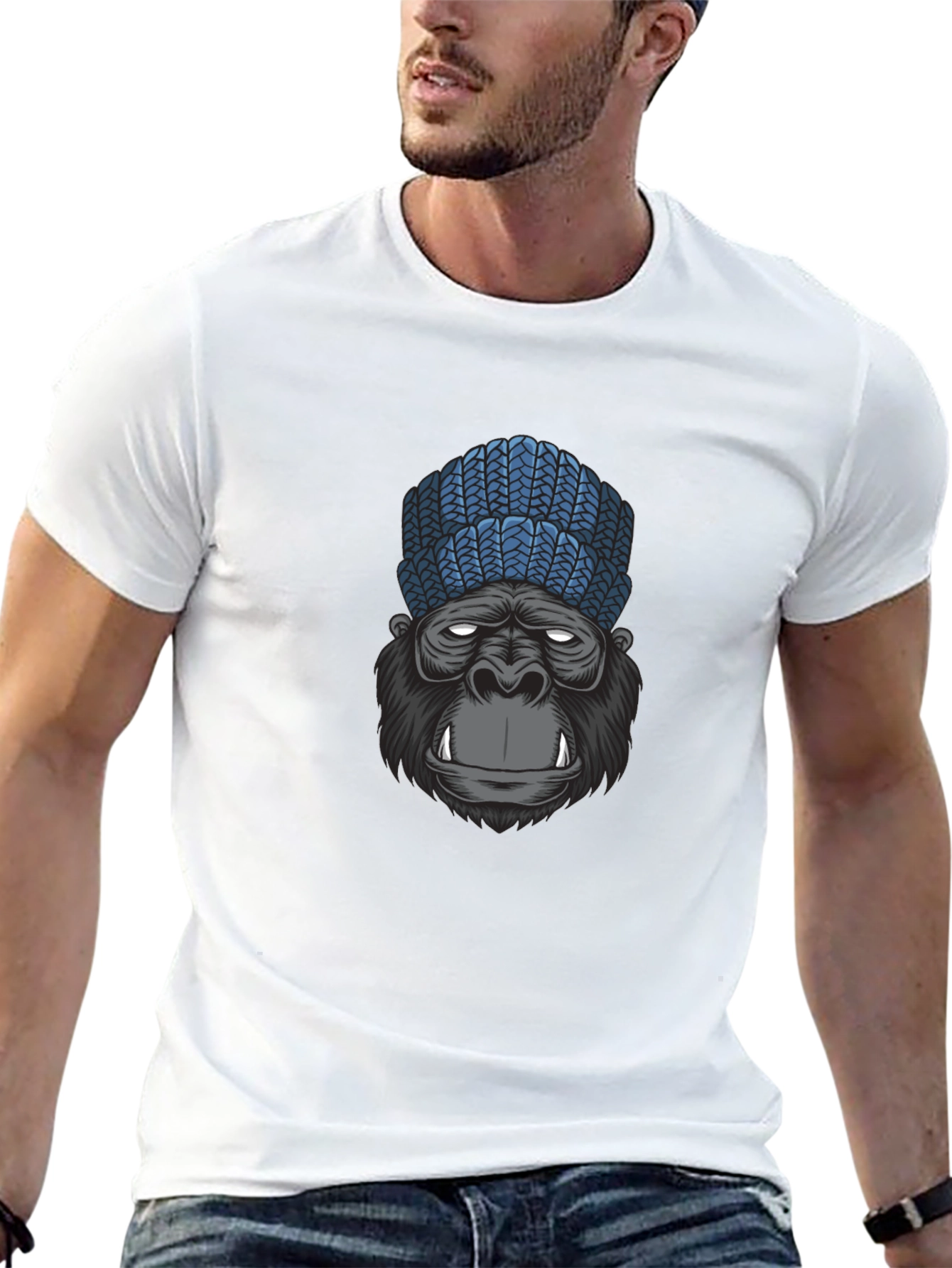 Gorilla Beanie Graphic Tee - Cool & Casual