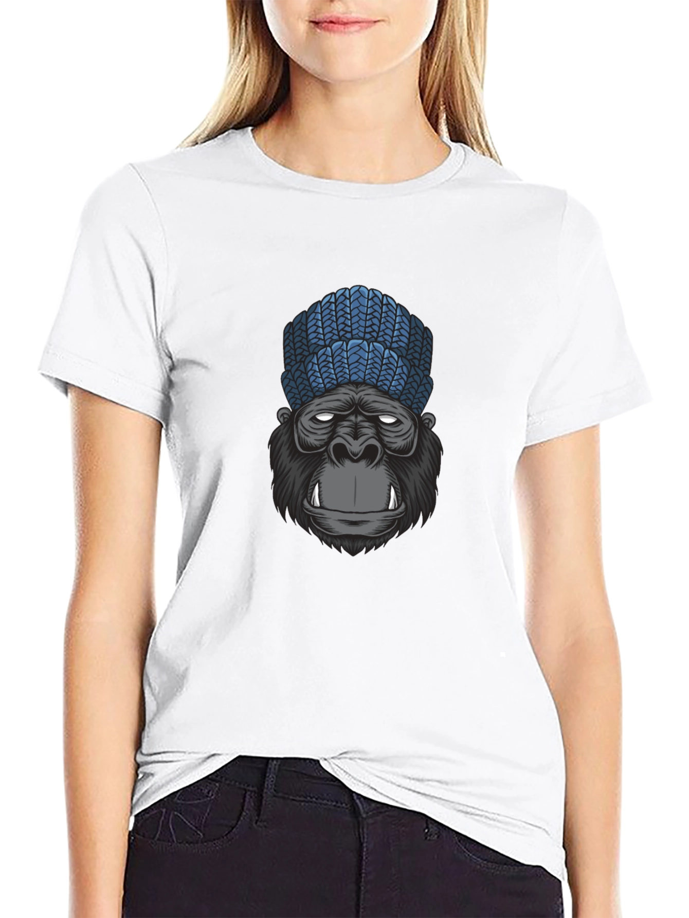 Gorilla Beanie Graphic Tee - Cool & Casual