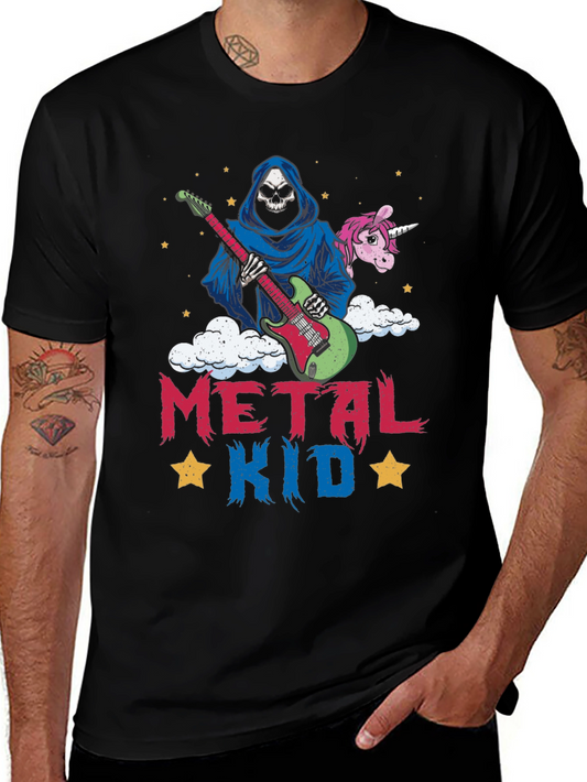 Metal Kid T-Shirt Grim Reaper Unicorn Guitar Design