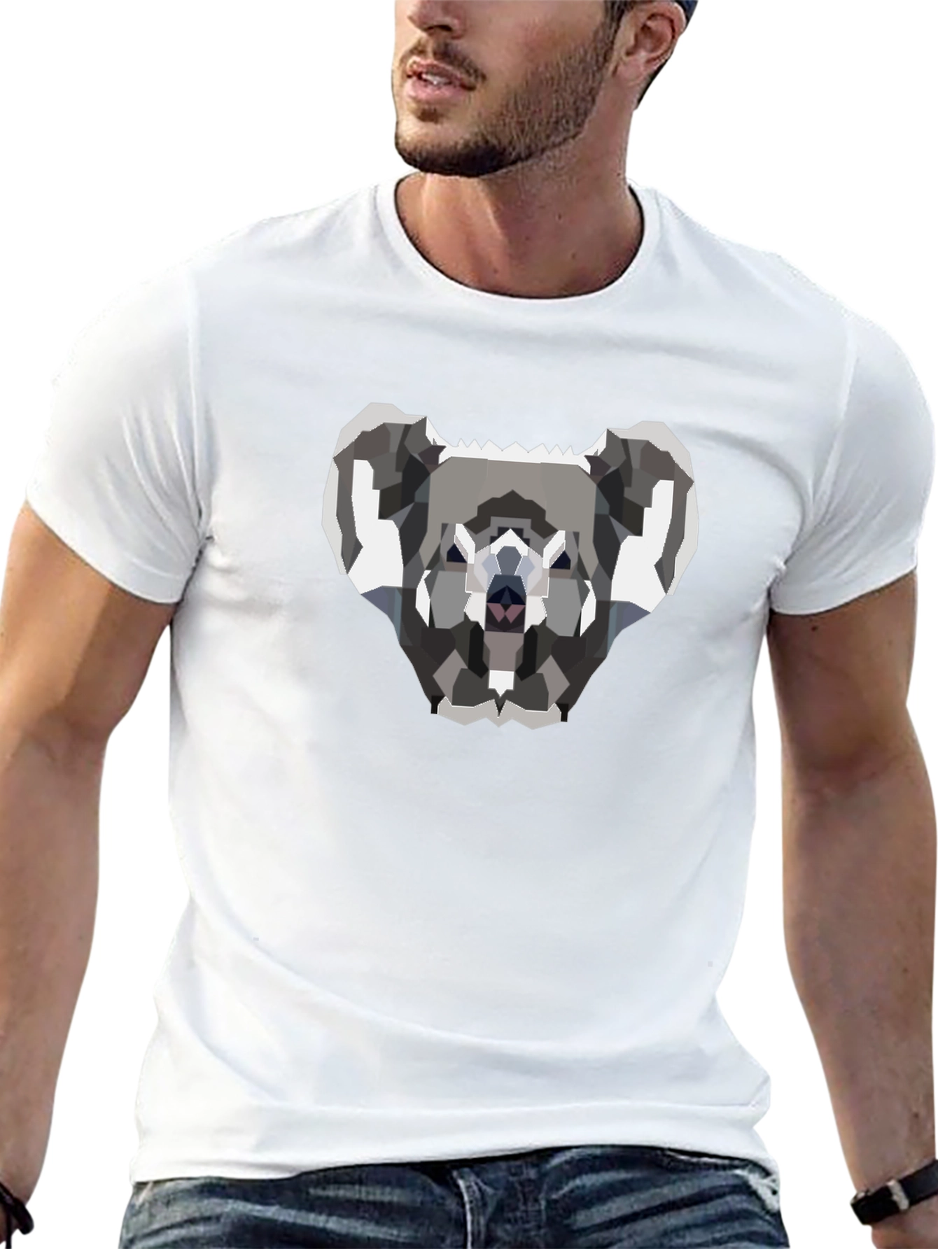 Geometric Koala Graphic T-Shirt - Black