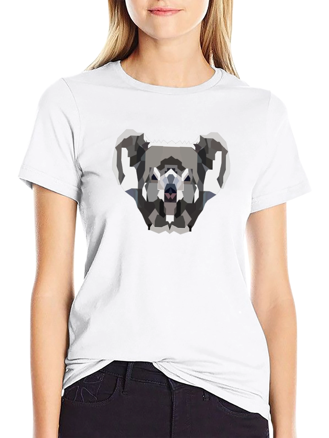 Geometric Koala Graphic T-Shirt - Black