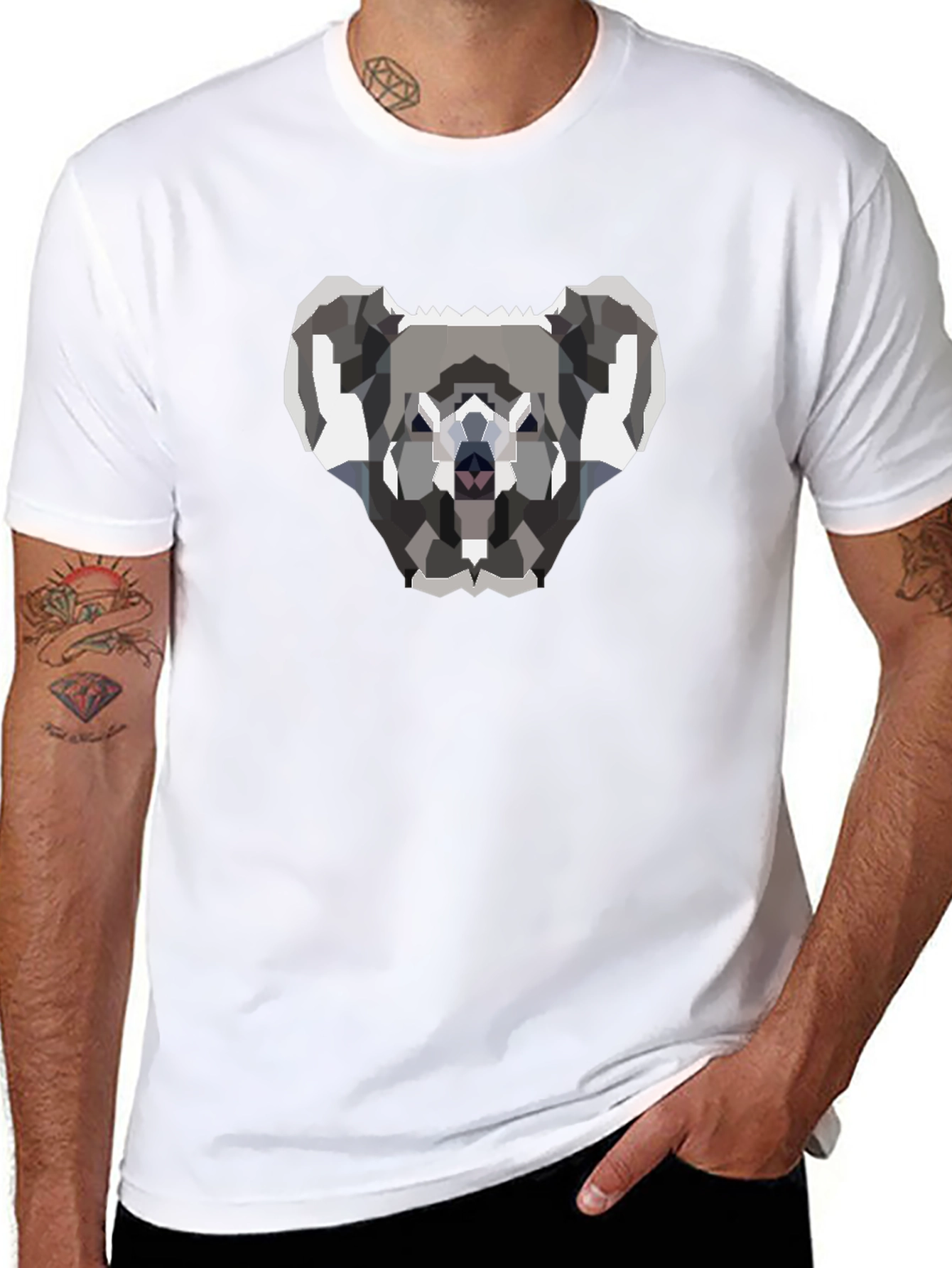 Geometric Koala Graphic T-Shirt - Black