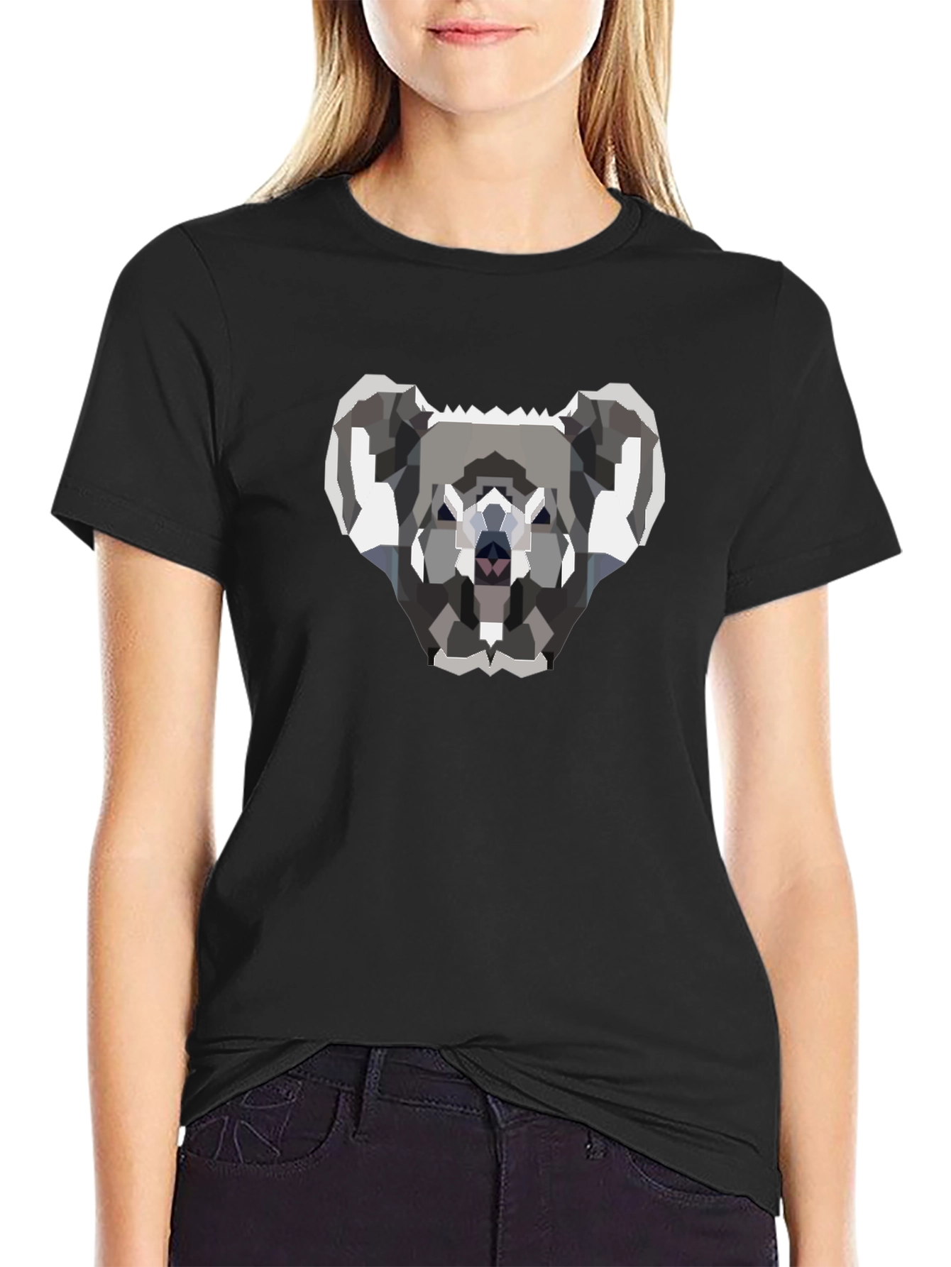 Geometric Koala Graphic T-Shirt - Black