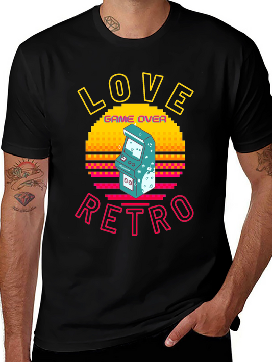 Love Retro Game Over Graphic Tee - Black
