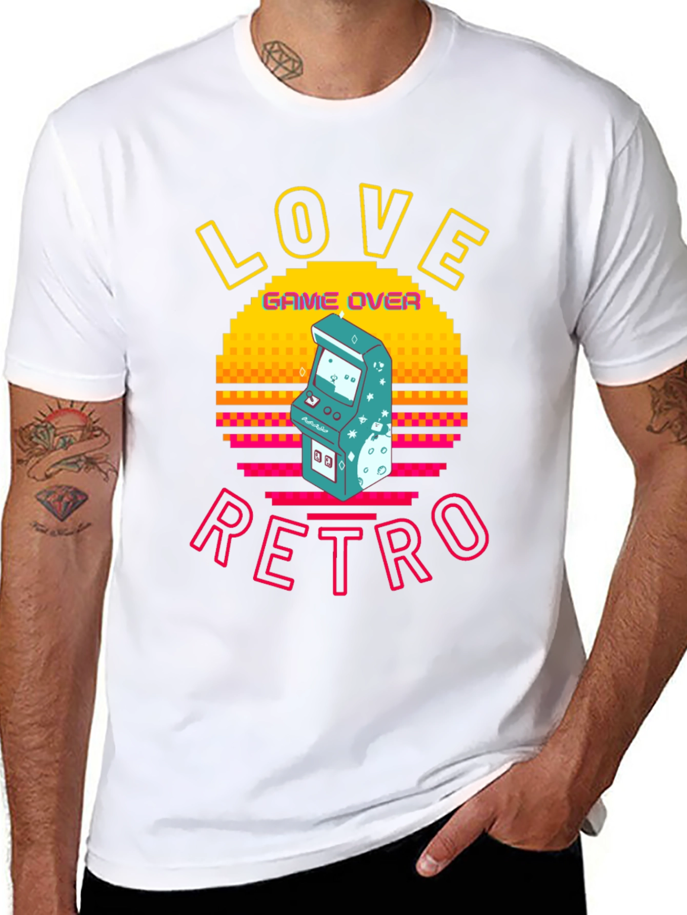 Love Retro Game Over Graphic Tee - Black
