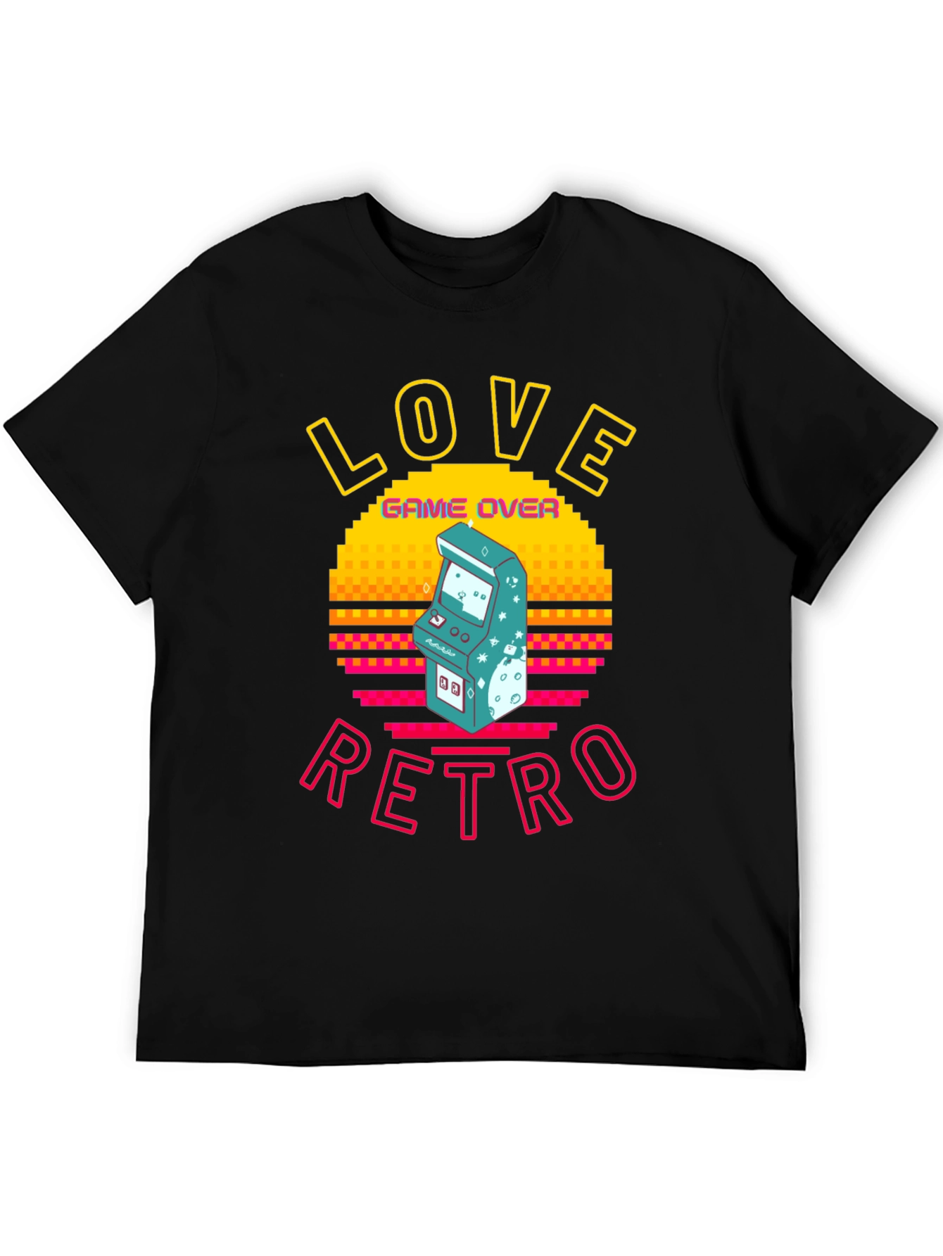 Love Retro Game Over Graphic Tee - Black