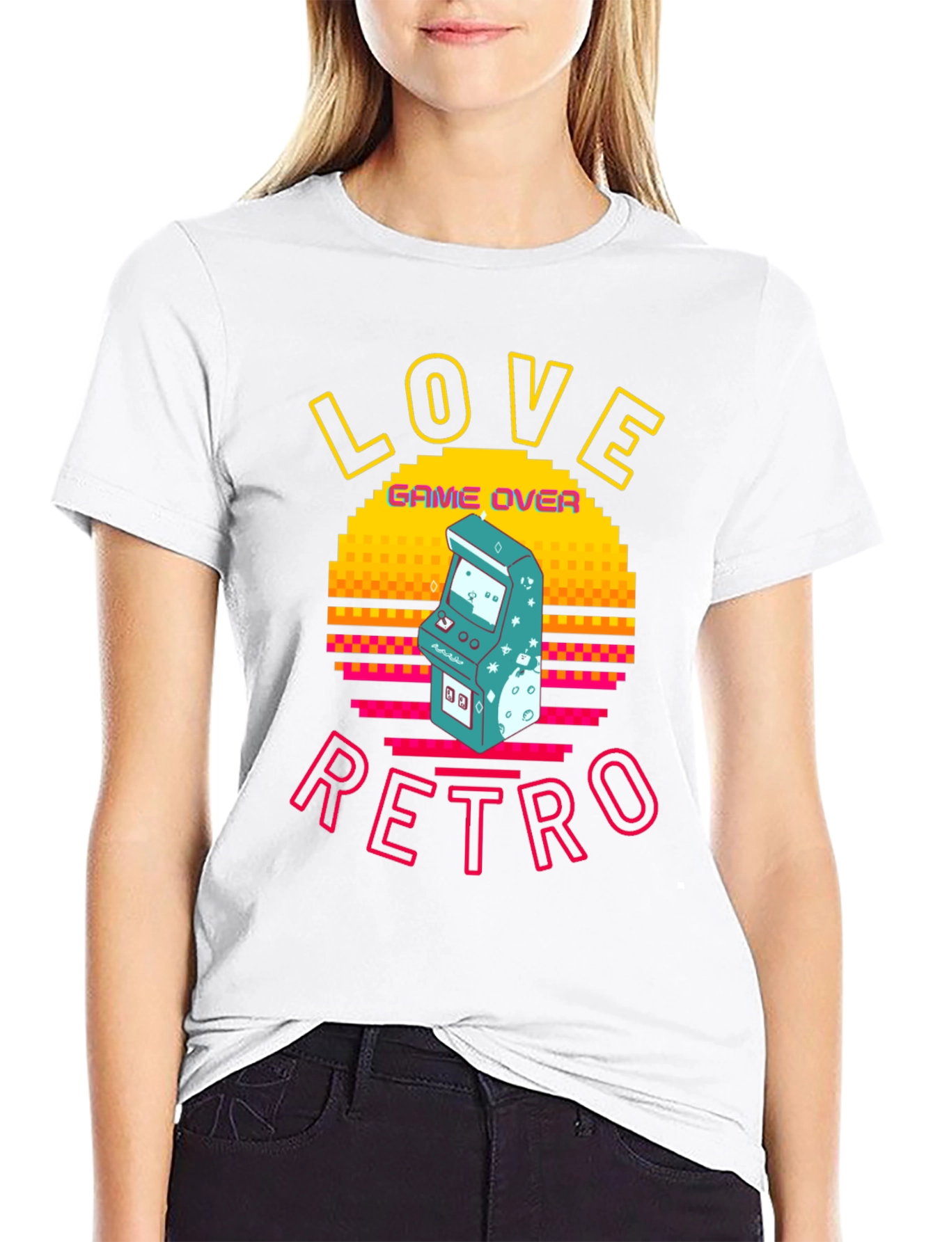 Love Retro Game Over Graphic Tee - Black