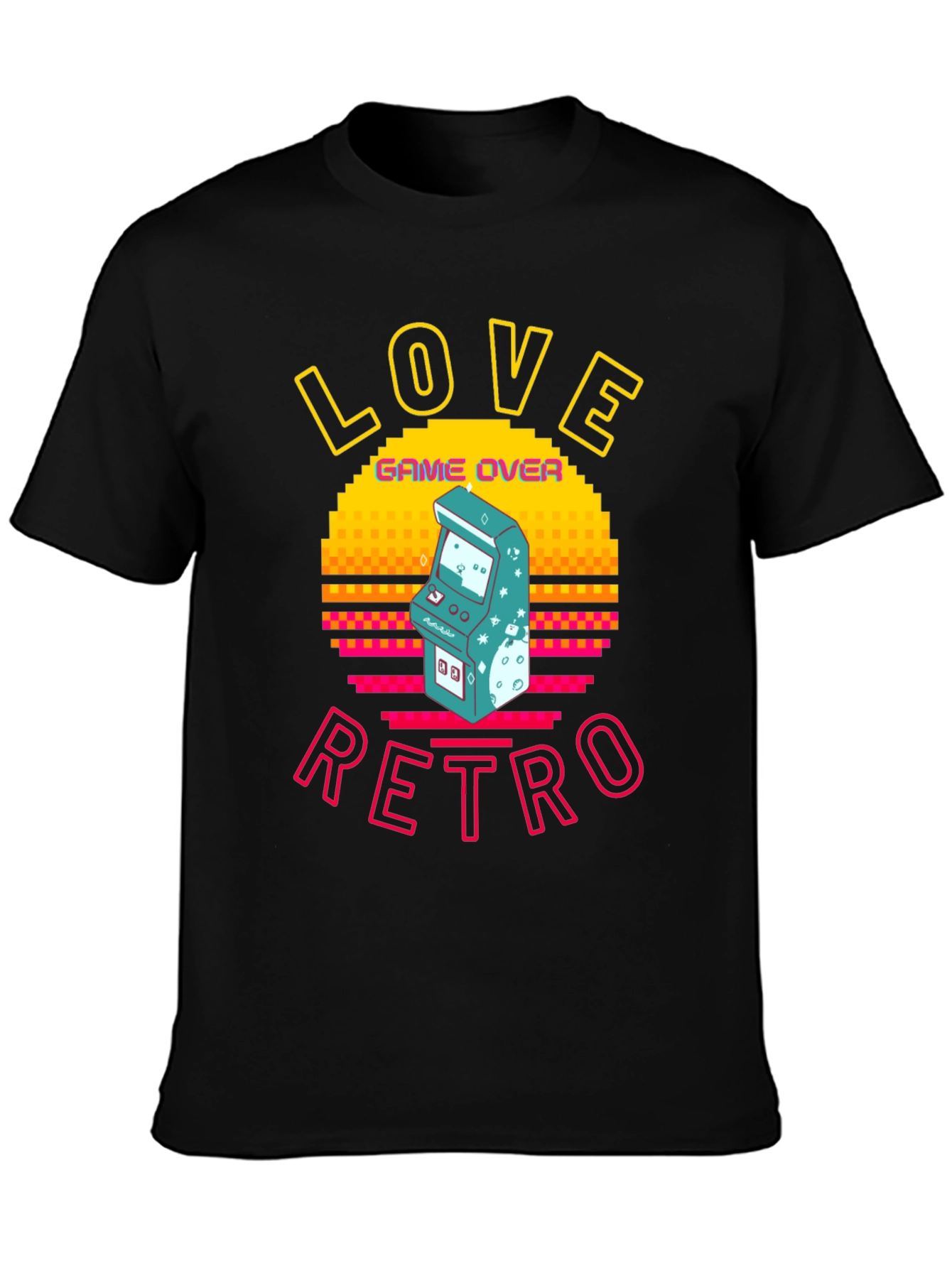 Love Retro Game Over Graphic Tee - Black