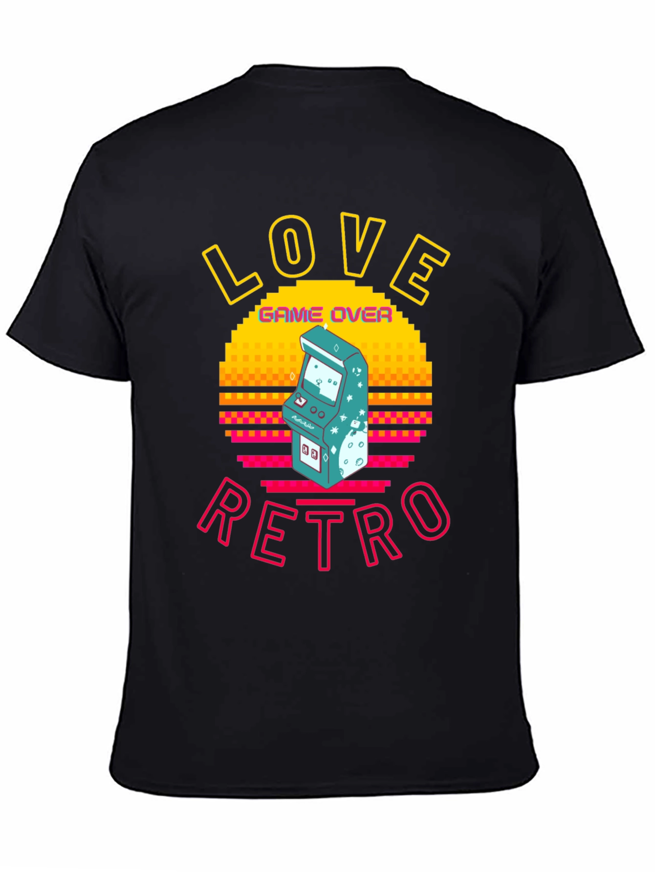 Love Retro Game Over Graphic Tee - Black
