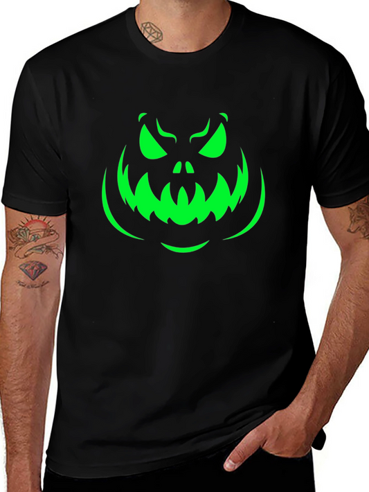 Spooky Pumpkin Face Halloween T-Shirt - Black