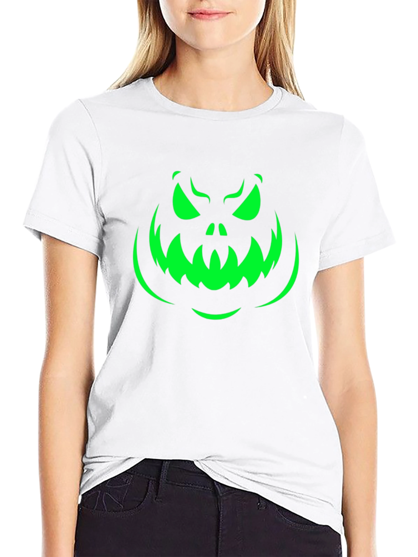Spooky Pumpkin Face Halloween T-Shirt - Black