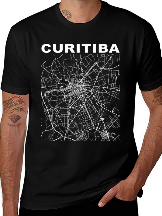 Curitiba Map Tee - Black Graphic T-Shirt
