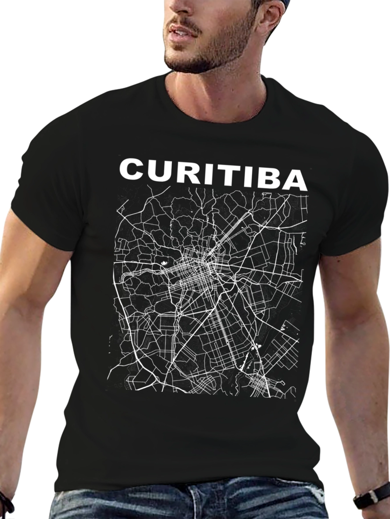Curitiba Map Tee - Black Graphic T-Shirt