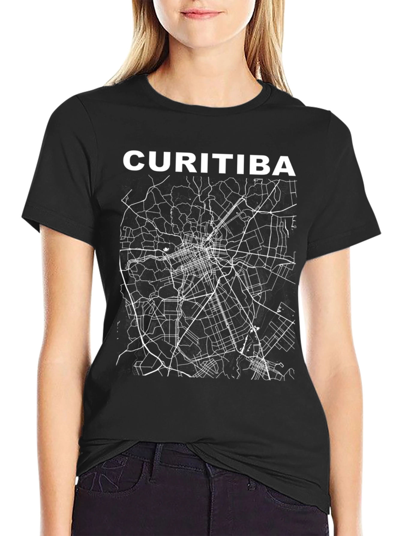 Curitiba Map Tee - Black Graphic T-Shirt