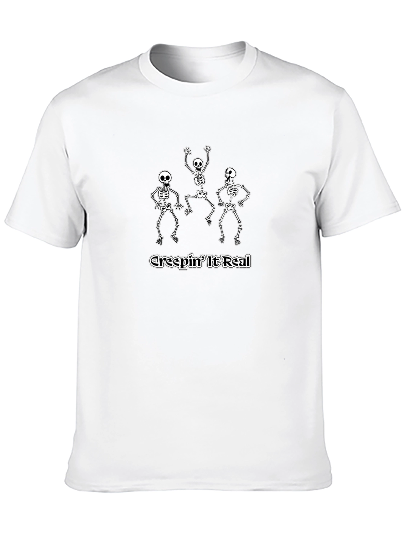Creepin It Real Halloween Skeleton Graphic T-Shirt