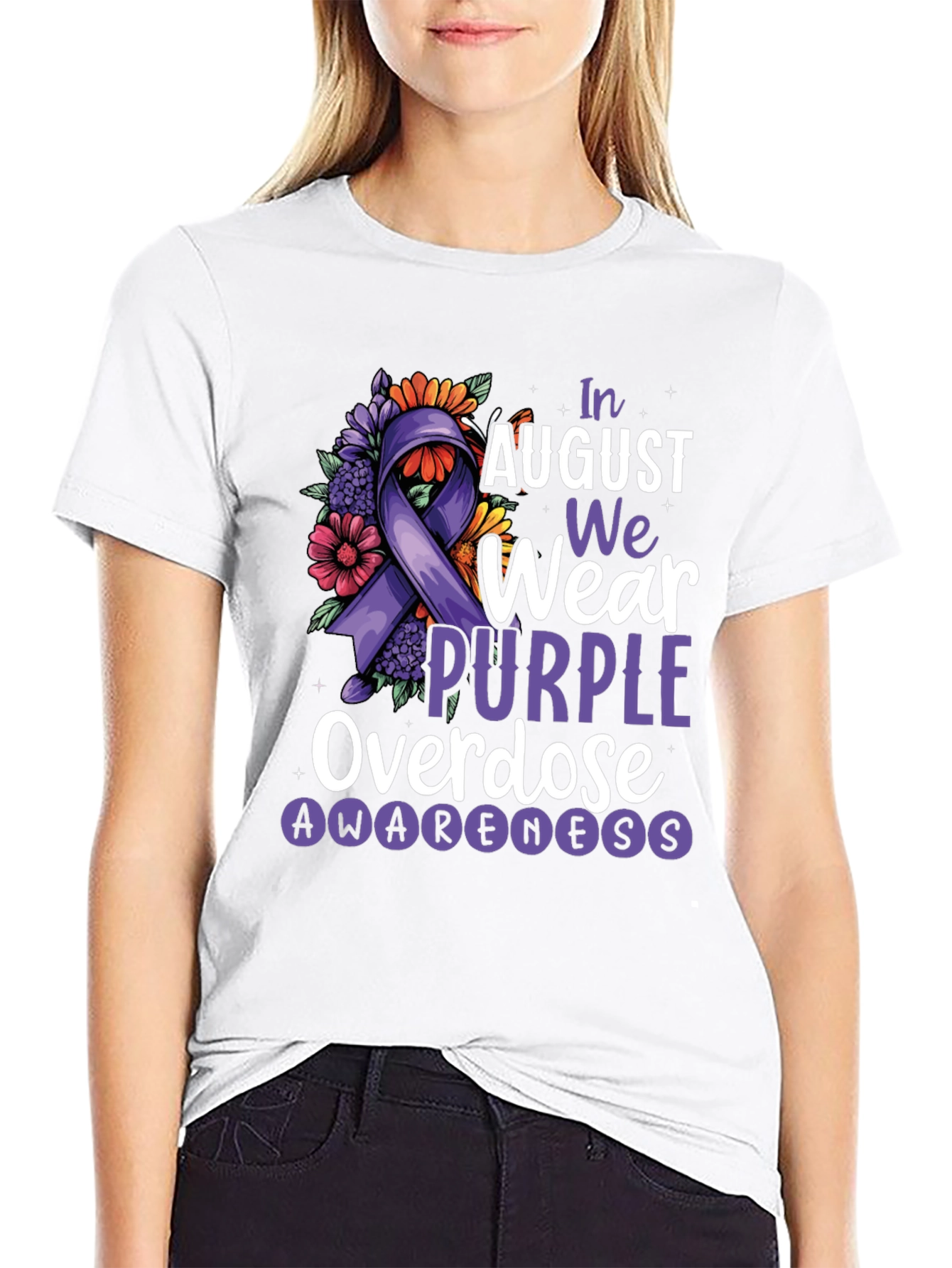 In August We Wear Purple Overdose Awareness T-Shirt