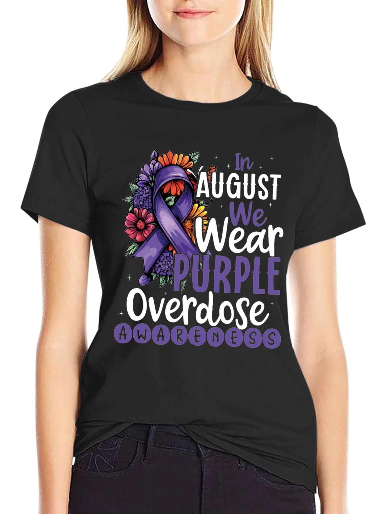 In August We Wear Purple Overdose Awareness T-Shirt