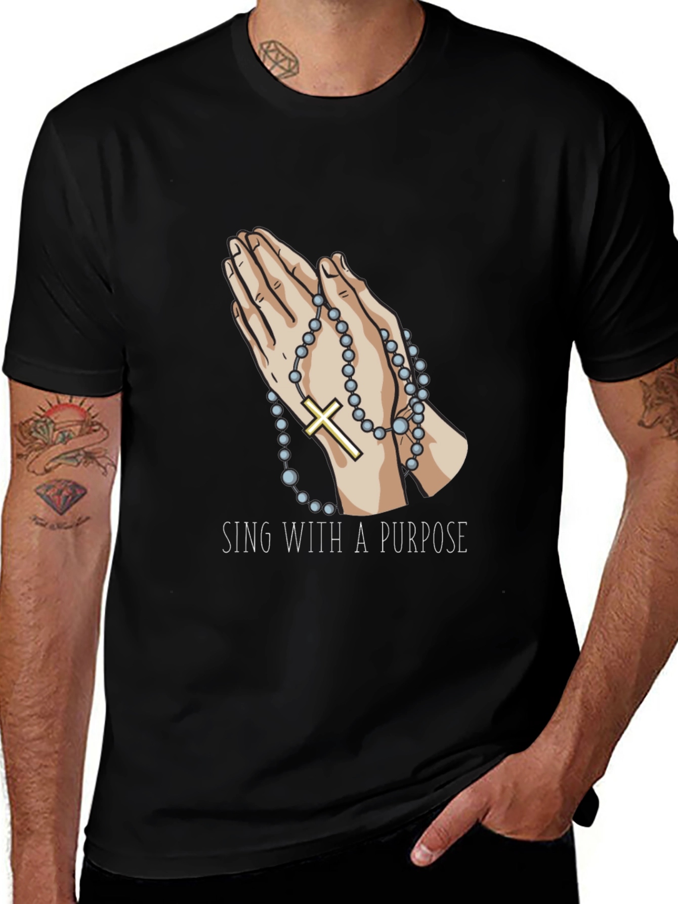 Praying Hands Rosary T-Shirt