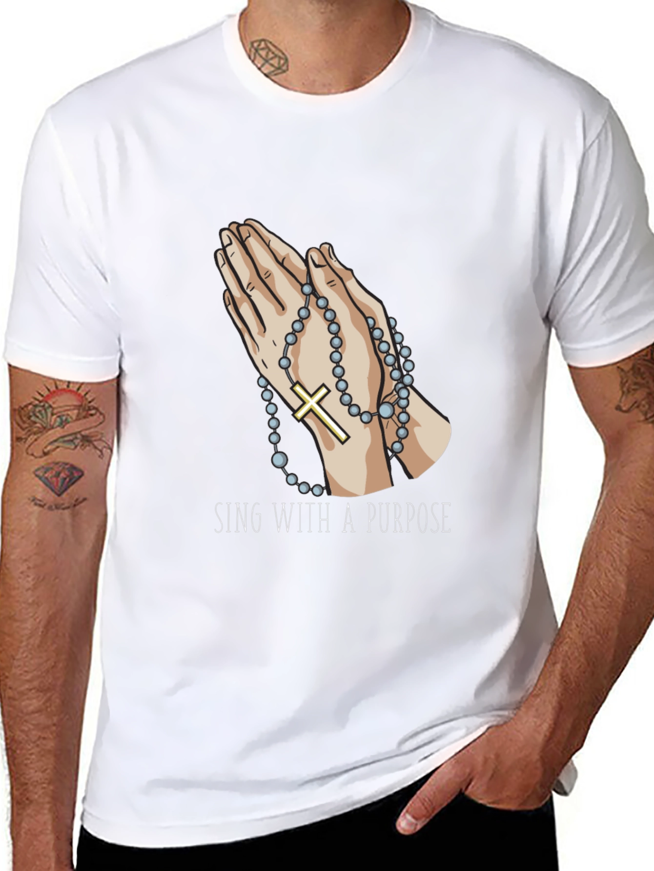 Praying Hands Rosary T-Shirt
