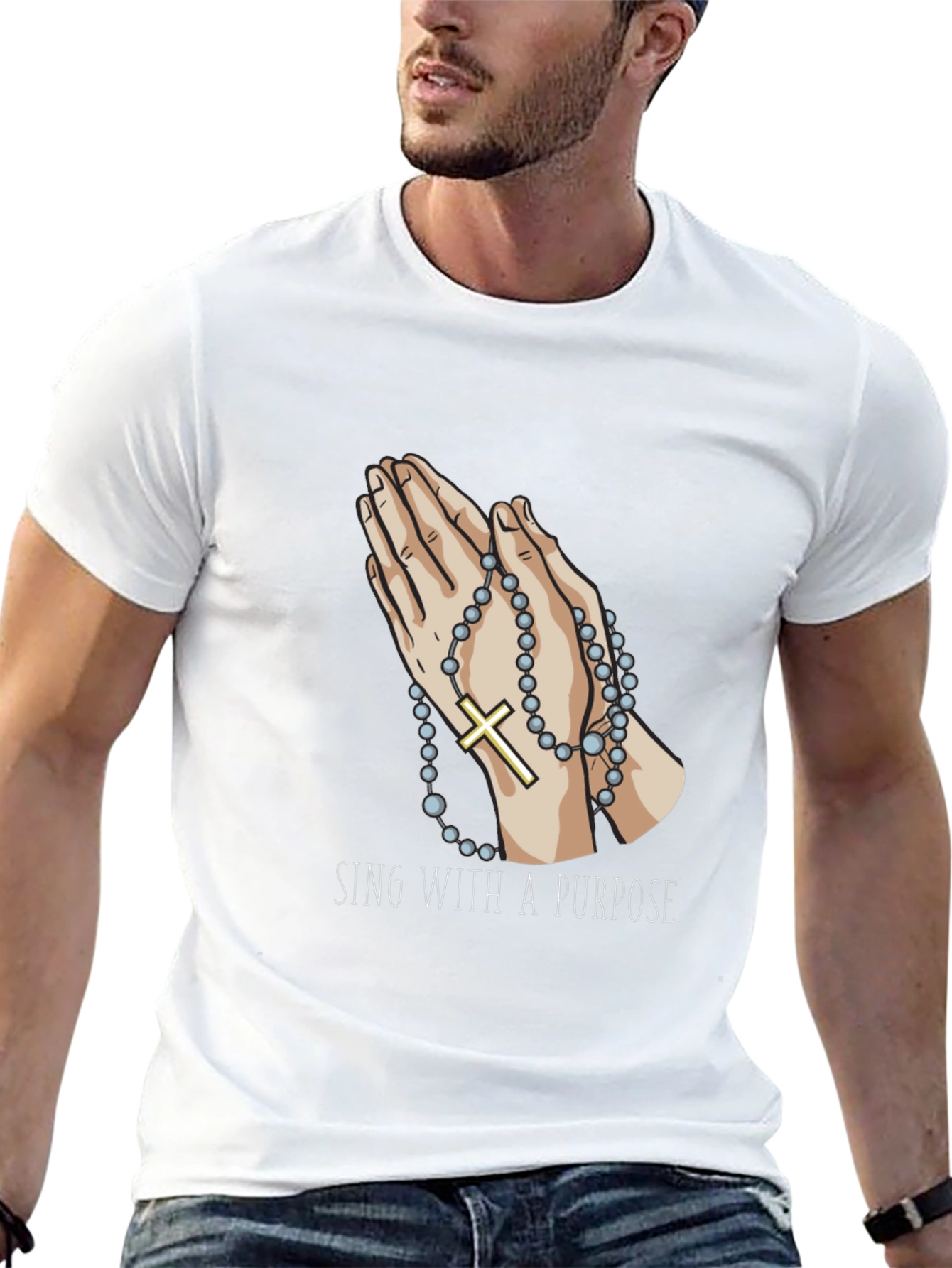 Praying Hands Rosary T-Shirt