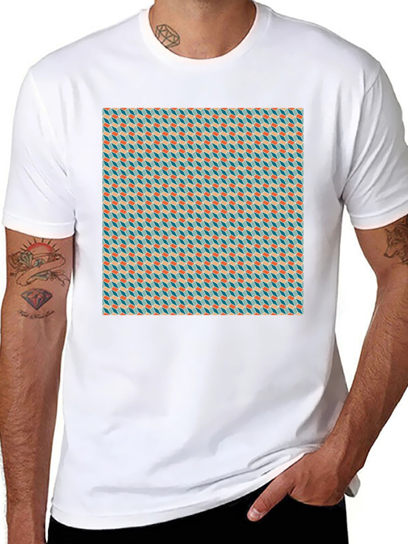 Geometric Illusion Tee - Modern Pattern Black T-Shirt